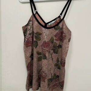 Pink floral sparkle tank top size xs
